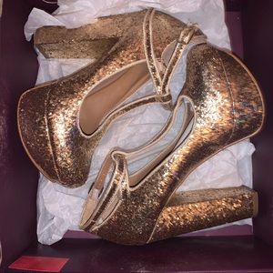 SOLD Shelly’s London Ylana Platform Glitter Heels